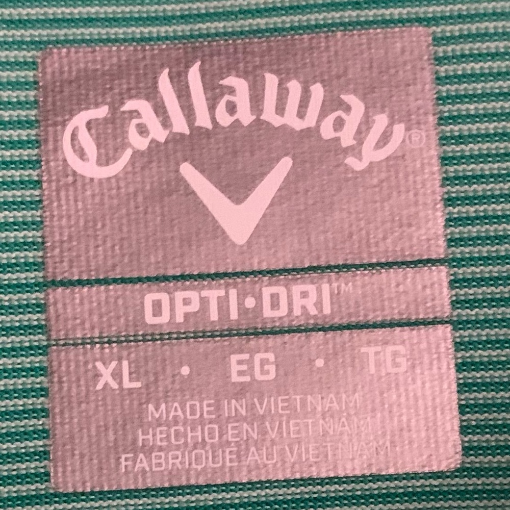 CALLAWAY SS Opti-Dri Polyester Mint Green Muted Stripe Polo - Picture 3 of 6